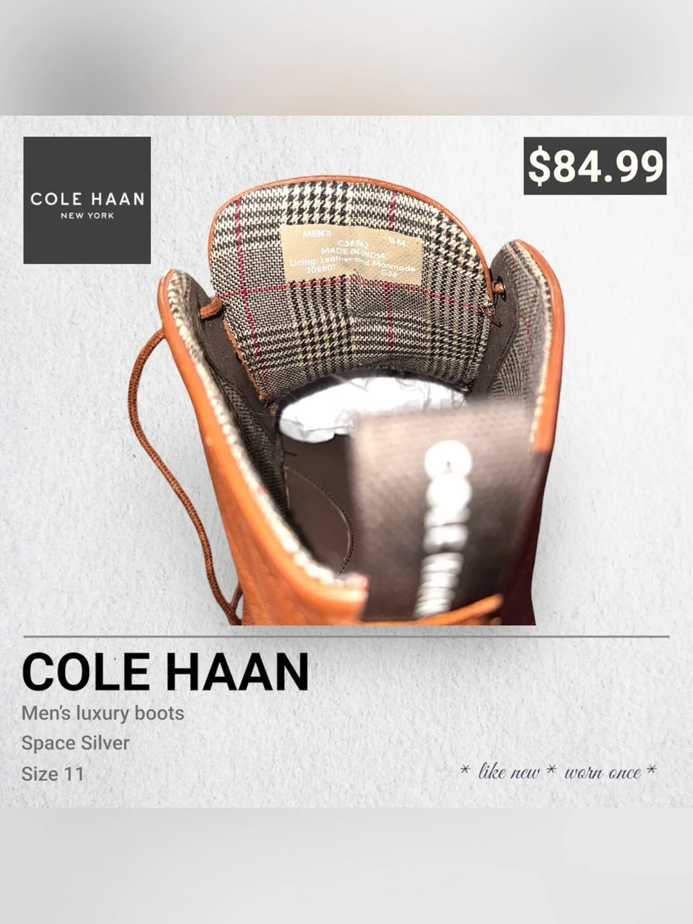 Cole Haan Men's Cognac Leather Chukka Boots